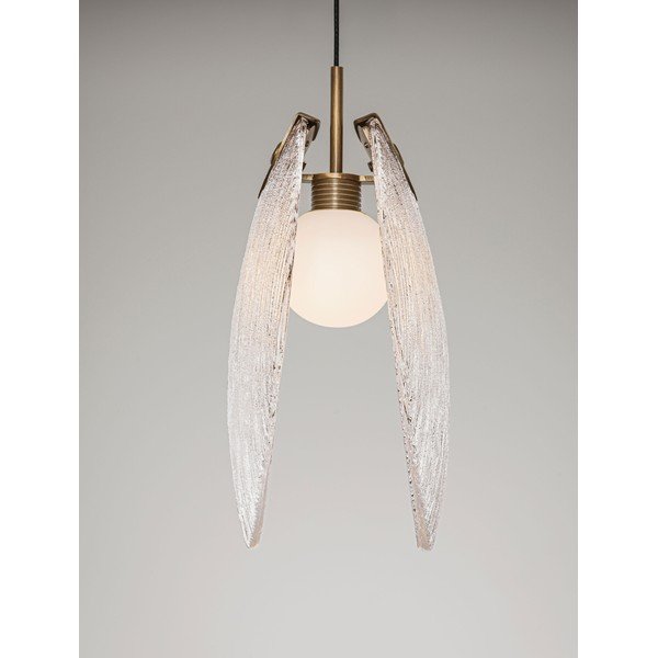 Misiņa krāsas tērauda LED piekaramā lampa ar stikla abažūru Shelina – Nova Luce-image-3