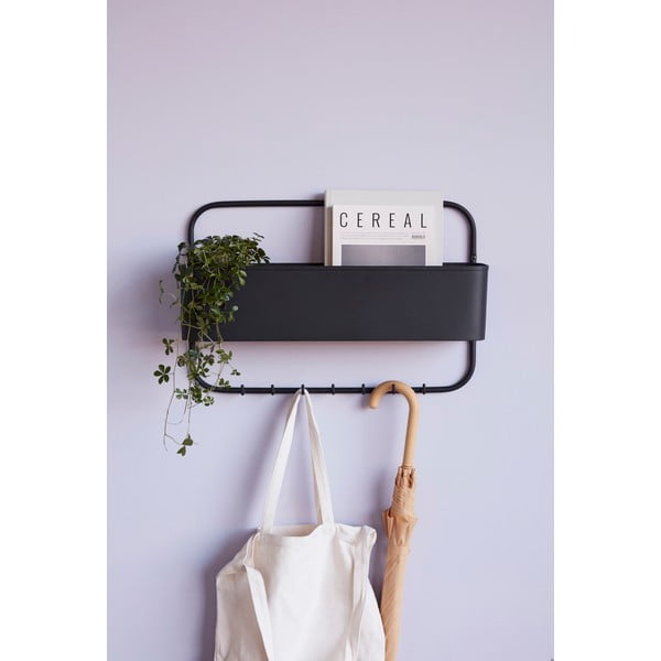 Tērauda sienas pakaramais ar uzglabāšanas vietu Hübsch Keep-image-1