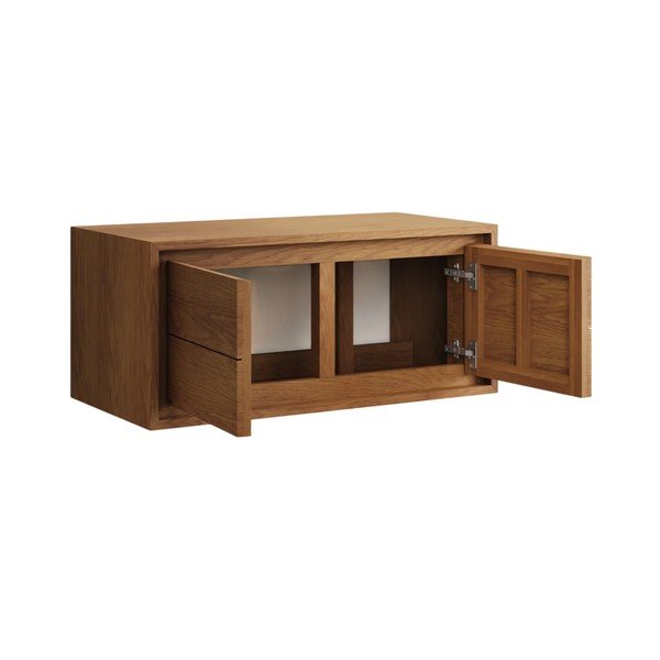 Brūns tīkkoka masīvkoka piekarams skapītis zem izlietnes 90x40 cm Kenta – Kave Home-image-2