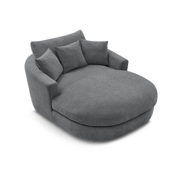 Pelēks atpūtas krēsls no šenila auduma Belem – Bobochic Paris-image-4