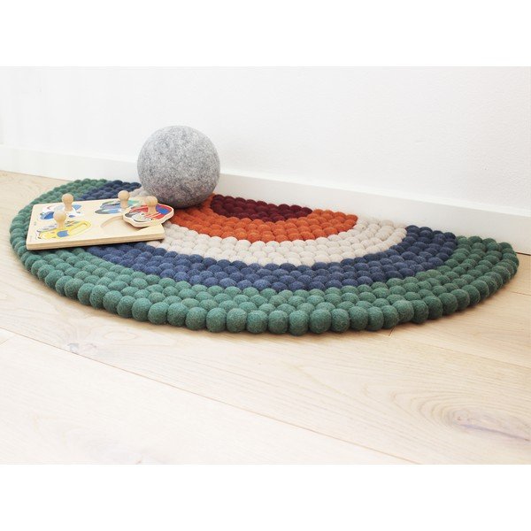 Wooldot Ball Rugs Rainbow Green bērnu bumbiņu vilnas paklājs-image-2