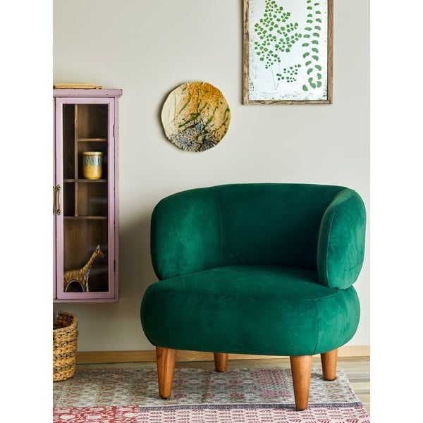 Tumši zaļš samta atpūtas krēsls ar atzveltni Ruperta – Bloomingville-image-1