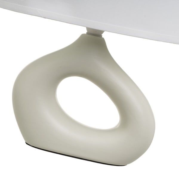 Balta/bēša keramikas galda lampa ar auduma abažūru (augstums 30 cm) – Casa Selección-image-3