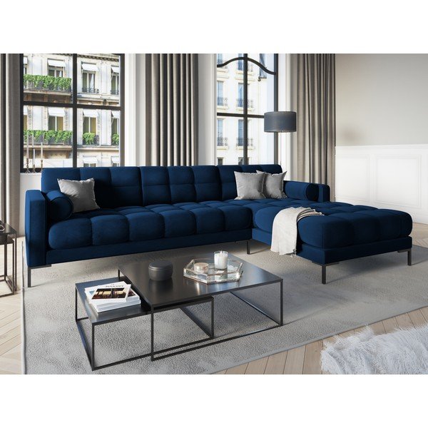 Tumši zils samta stūra dīvāns Cosmopolitan Design Bali, labais stūris-image-1