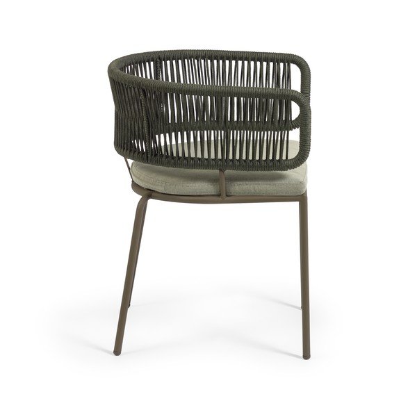 Dārza krēsls ar tērauda konstrukciju un zaļu pinumu Kave Home Nadin-image-2