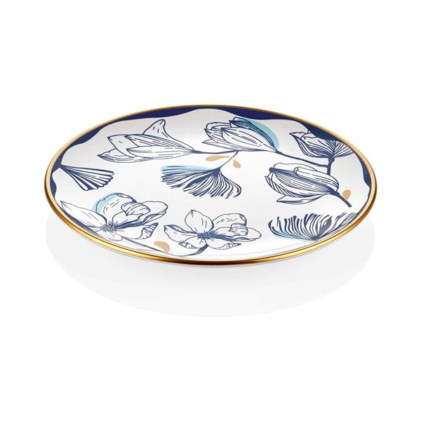 6 baltu porcelāna deserta šķīvju komplekts ar ziliem ziediem Mia Bleu Pasta, ⌀ 19 cm-image-2