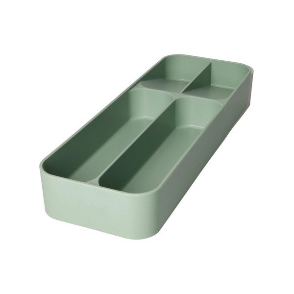 Salvijas zaļš plastmasas galda piederumu organizators 13,5 x 39 cm – Brandani