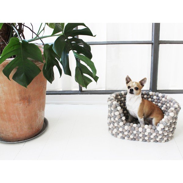 Gaiši pelēka un balta vilnas bumbiņu gulta mājdzīvniekiem Wooldot Ball Pet Basket, 80 x 60 cm-image-2