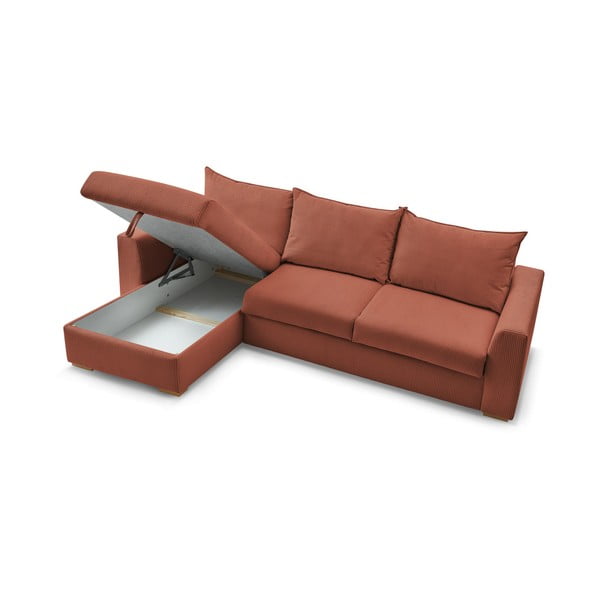 Ķieģeļu sarkans velveta salokāms stūra dīvāns (ar maināmu stūri) Augustin – Bobochic Paris-image-4