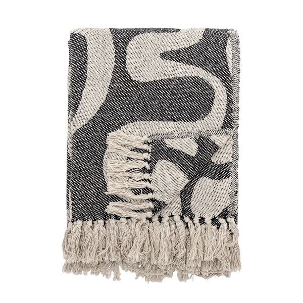 Melns/bēšs pleds no pārstrādātas kokvilnas 130x160 cm Salobre – Bloomingville-image-3