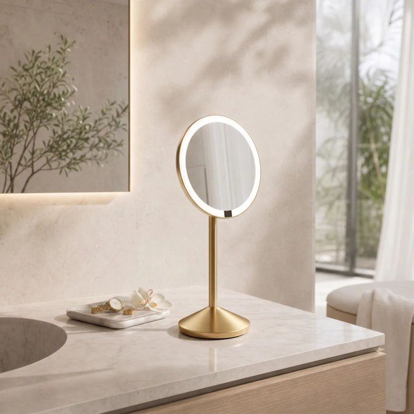 Kosmētikas spogulis ar gaismu/palielināmais (ar 5x palielinājumu) ø 12 cm – simplehuman-image-1