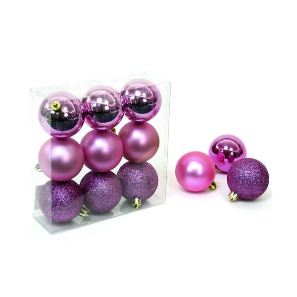 9 Ziemassvētku rotājumu komplekts rozā un violetā krāsā Unimasa Caja