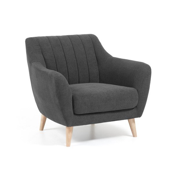 Tumši pelēks atpūtas krēsls Kave Home Off-image-1