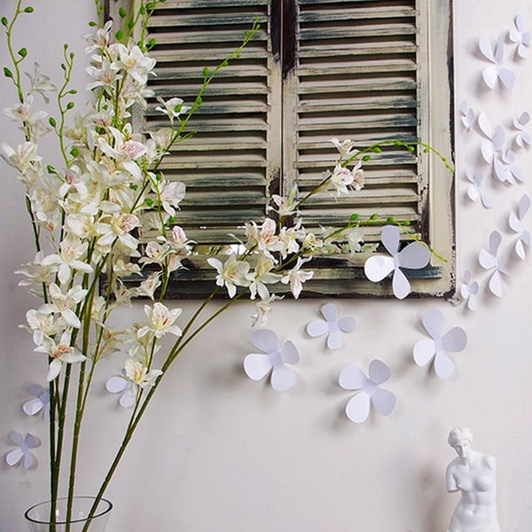 12 baltu līmlīmju 3D uzlīmju komplekts Ambiance Flowers
