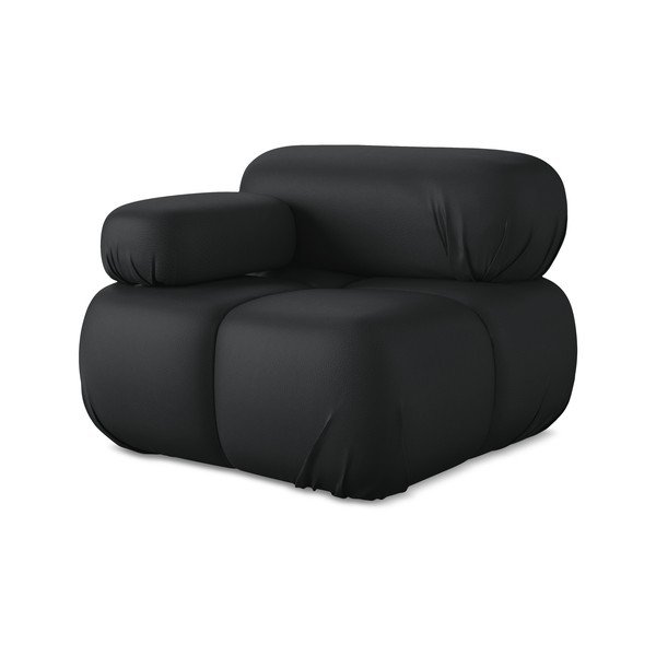 Melna modulārā dīvāna daļa no ādas imitācijas (ar kreiso stūri) Lokua – Makamii-image-1