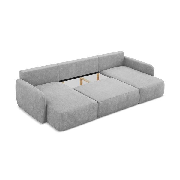 Gaiši pelēks salokāms (U veida) stūra dīvāns no šenila auduma ar uzglabāšanas vietu Lilo – Makamii-image-3