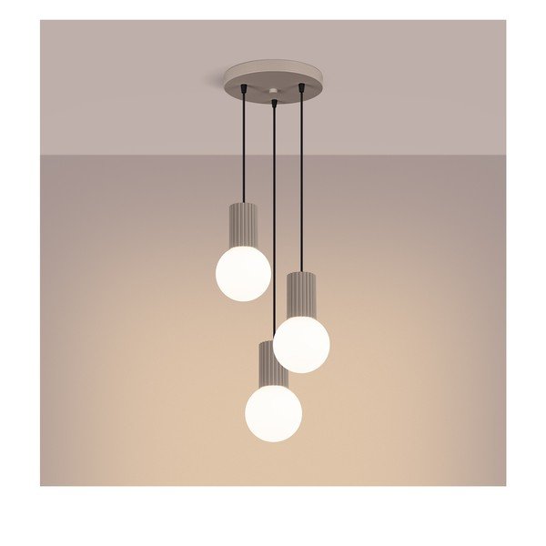 Pelēkbrūna piekaramā lampa ar stikla abažūru ø 25 cm Orbital – Sollux-image-4