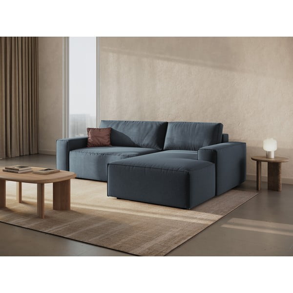 Zils salokāms stūra dīvāns (ar labo stūri) Jodie – Micadoni Home-image-1