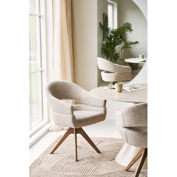Bēšs polsterēts ēdamistabas krēsls ar roku balstiem Dover – House Nordic-image-1