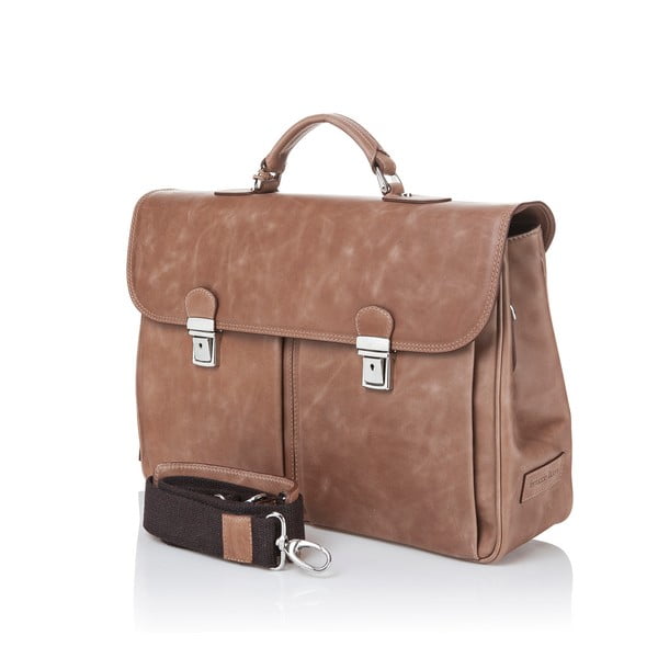 Konjaka brūns vīriešu teļa ādas portfelis Ferruccio Laconi Brief-image-1