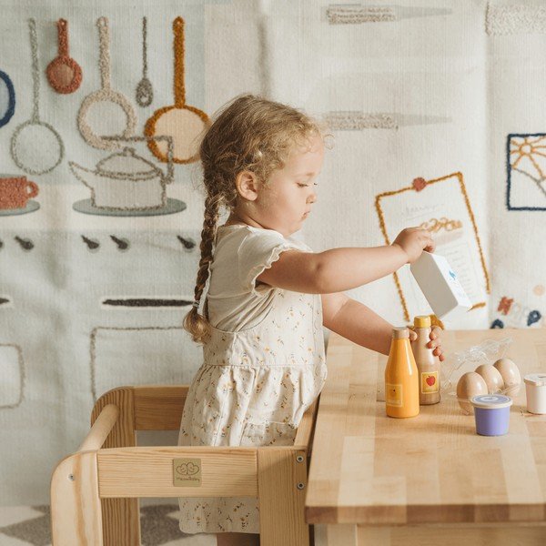 Balts/dabīga toņa priedes masīvkoka bērnu kāpslītis Montessori – Meowbaby-image-1