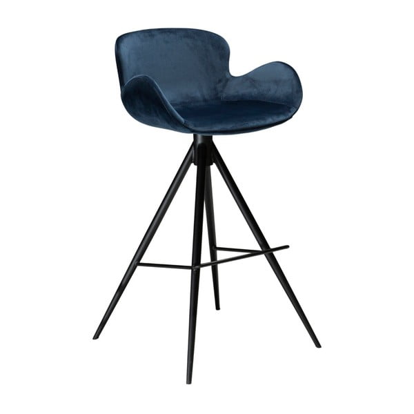 Tumši zils bāra krēsls DAN-FORM Denmark Gaia Velvet, augstums 98 cm