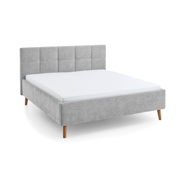 Pelēka polsterēta divvietīga gulta ar veļas kasti ar redelēm 180x200 cm Nova – Meise Möbel