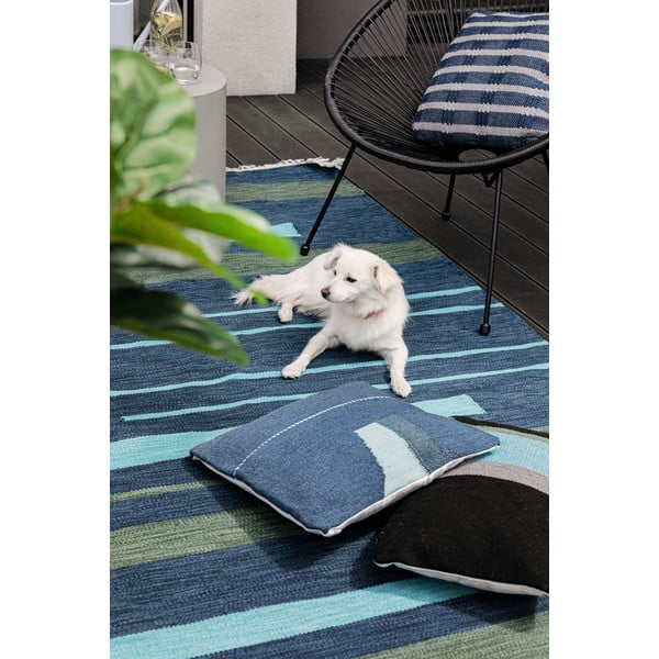 Tumši zils divpusējs āra paklājs no pārstrādātas plastmasas Green Decore Marlin, 160 x 230 cm-image-2