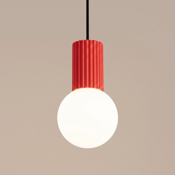 Sarkana piekaramā lampa no opāla stikla ø 12 cm Orbital – Sollux-image-2