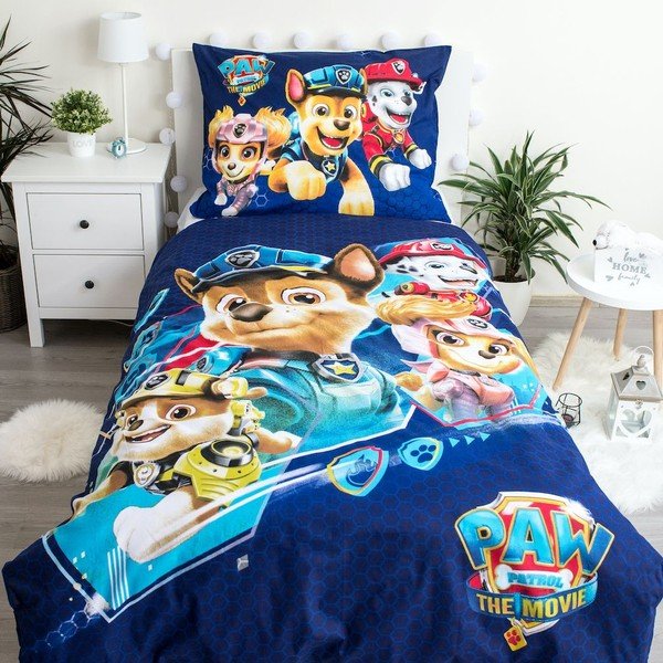 Tumši zila bērnu kokvilnas gultasveļa Jerry Fabrics Paw Patrol, 140 x 200 cm-image-3