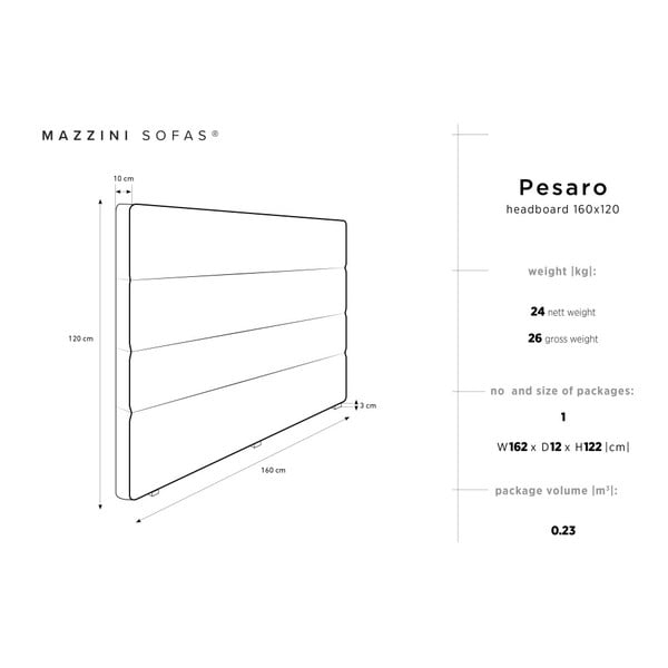 Gaiši pelēks galvgals Mazzini Sofas Pesaro, 160 x 120 cm-image-4