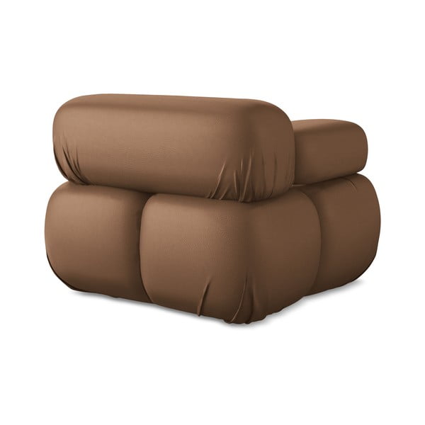 Brūna modulārā dīvāna daļa no ādas imitācijas (ar kreiso stūri) Lokua – Makamii-image-4