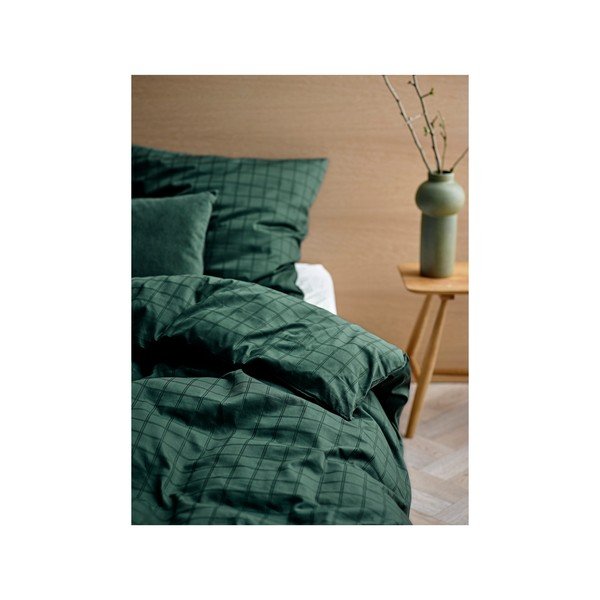 Tumši zaļa damasta gultas veļa 140x200 cm Clear – Södahl-image-2