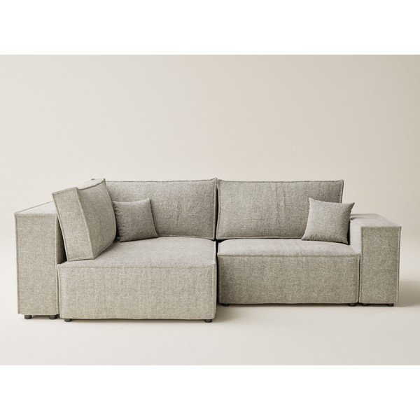 Bēšs salokāms stūra dīvāns no šenila auduma ar uzglabāšanas vietu (ar kreiso stūri/L veida) Tonga – Maison de Rêve-image-2