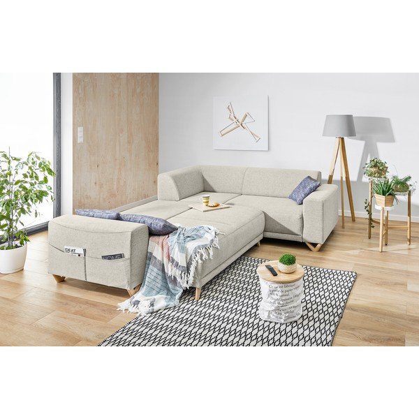 Bēšs salokāms/ar uzglabāšanas vietu stūra dīvāns (ar labo stūri/L veida) Classy Sophie – Miuform-image-4