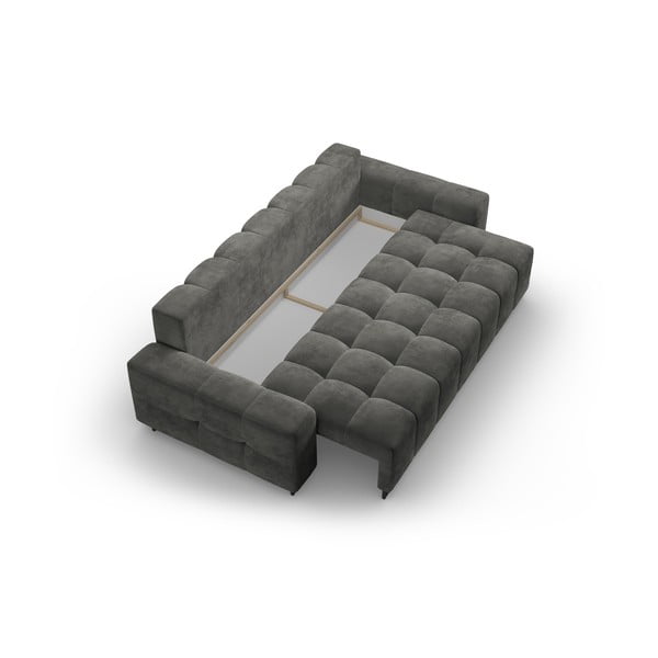 Pelēks samta salokāms dīvāns ar uzglabāšanas vietu 250 cm Wicklow – Cosmopolitan Design-image-3