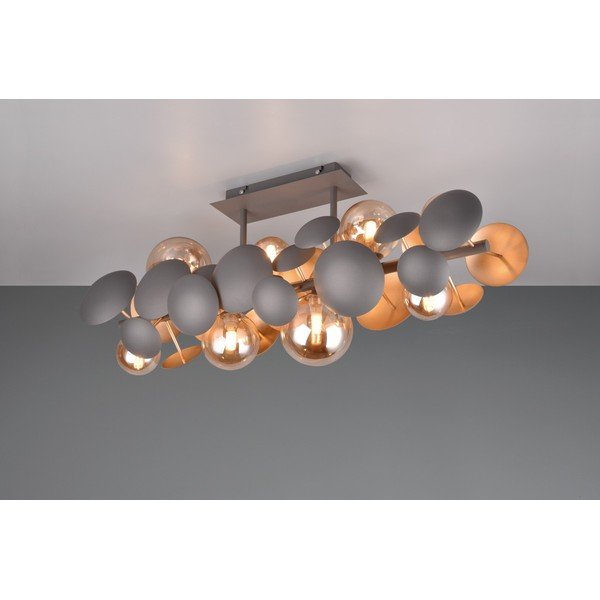 Pelēka/zelta krāsas griestu lampa ar stikla abažūru 76x22 cm Bubble – Trio Select-image-2