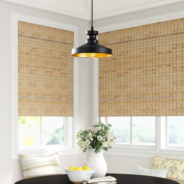 Melna piekaramā lampa ar metāla abažūru ø 22 cm Berceste – Opviq lights-image-1