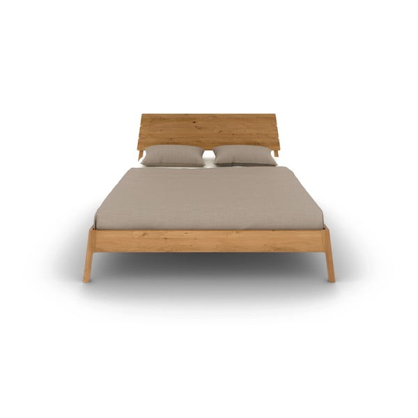 Dabīga toņa ozola masīvkoka divvietīga gulta 140x200 cm Twig – The Beds-image-2