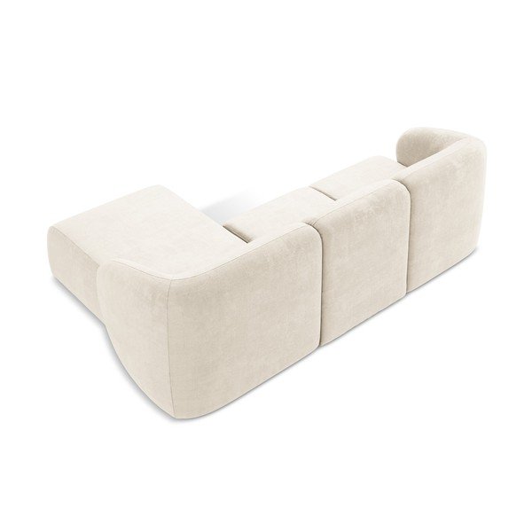 Bēšs stūra dīvāns no šenila auduma (ar labo stūri/ar zvilni) Lani – Makamii-image-3