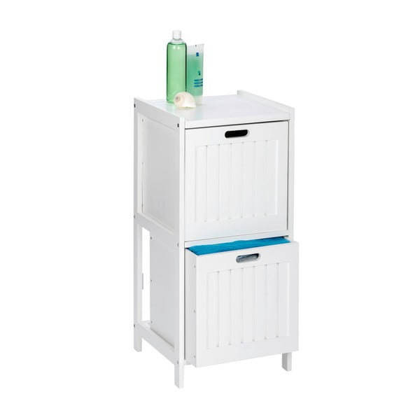 Balts koka vannas istabas skapītis ar 2 atvilktnēm Wenko Oslo-image-1