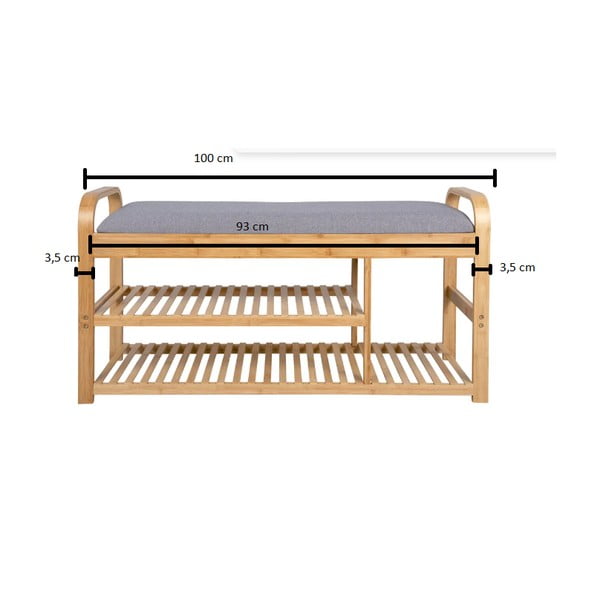 Pelēks/dabīga toņa bambusa apavu statīvs ar soliņu – Leitmotiv-image-4
