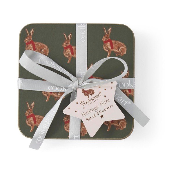 Sarkani/tumši zaļi korķa paliktņi (4 gab.) Heritage Hare – Cooksmart ®-image-1