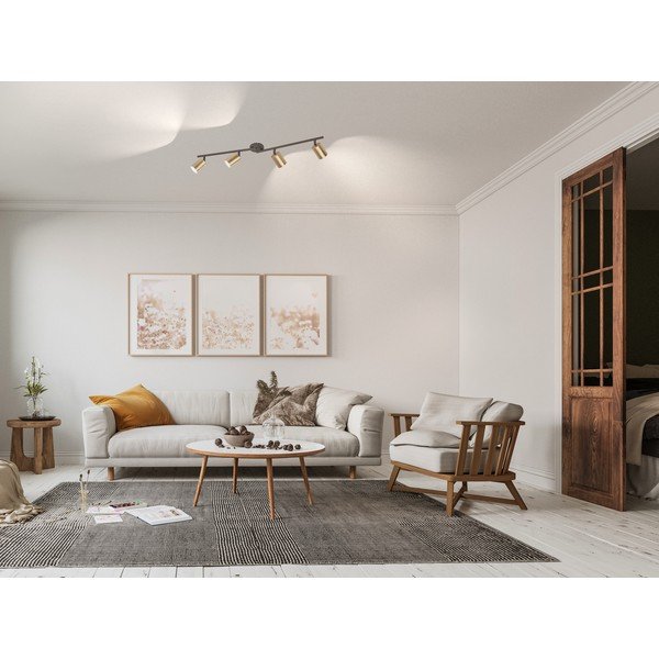 Melna/zelta krāsas griestu lampa ar metāla abažūru ø 8 cm Vano – Fischer & Honsel-image-1