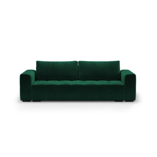 Tumši zaļš samta izvelkamais dīvāns ar veļas kasti Milo Casa Luca