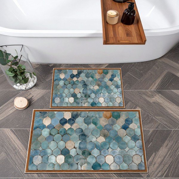 Zili vannas istabas paklājiņi (2 gab.) 60x100 cm – Foutastic-image-3