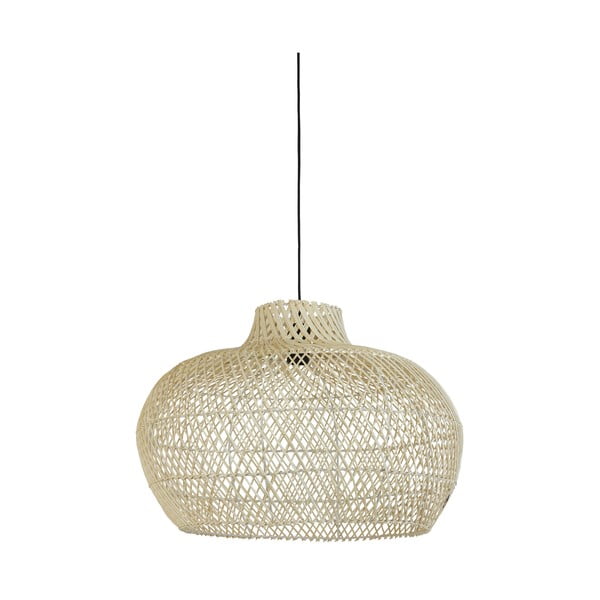 Dabīga toņa piekaramā lampa ar rotangpalmas abažūru ø 60 cm Charita – Light & Living