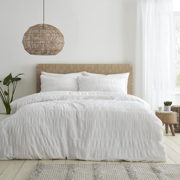 Balta gultas veļa vienvietīgai gultai 135x200 cm Seersucker – Catherine Lansfield