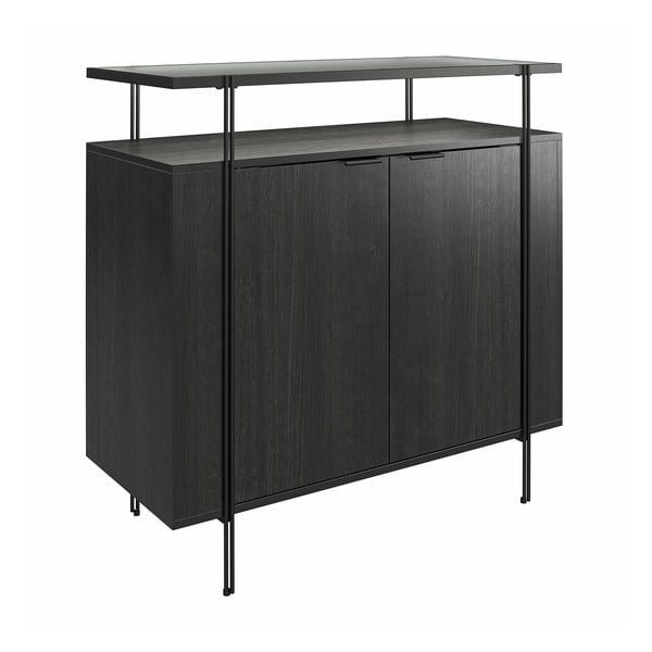 Melna zema kumode ar ozolkoka imitāciju 90x90 cm Wainwright – Queer Eye-image-1