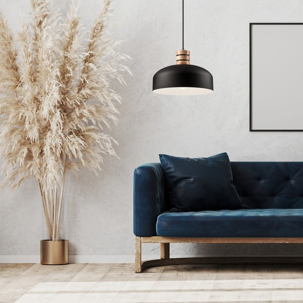 Melna piekaramā lampa ar metāla abažūru ø 30 cm Cosmo – LAMKUR-image-2